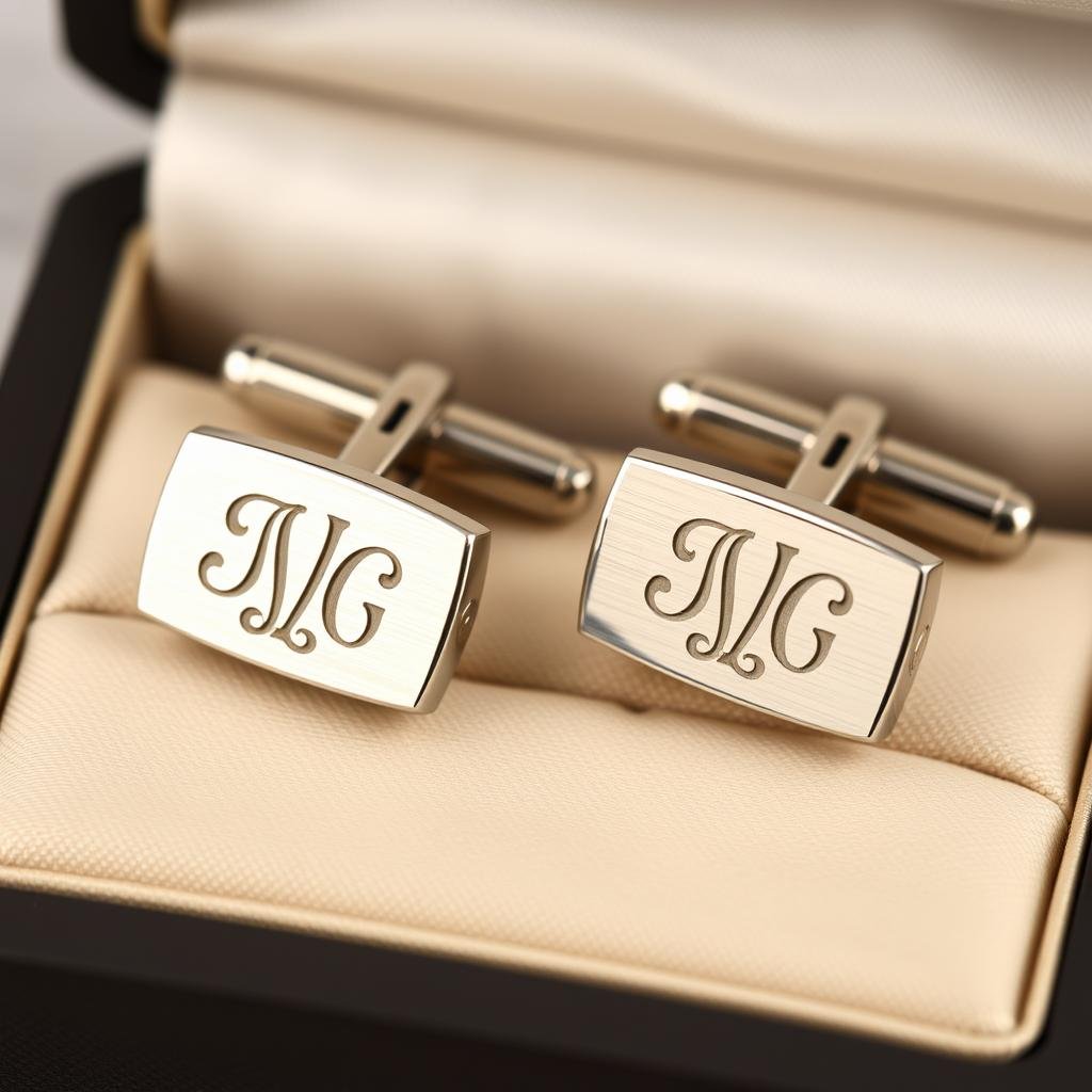 Personalized cufflinks with initials as anniversary gift