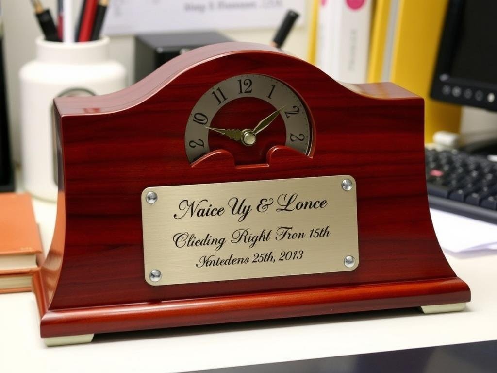 Personalized desk clock with engraving as a 1 year anniversary gift for him