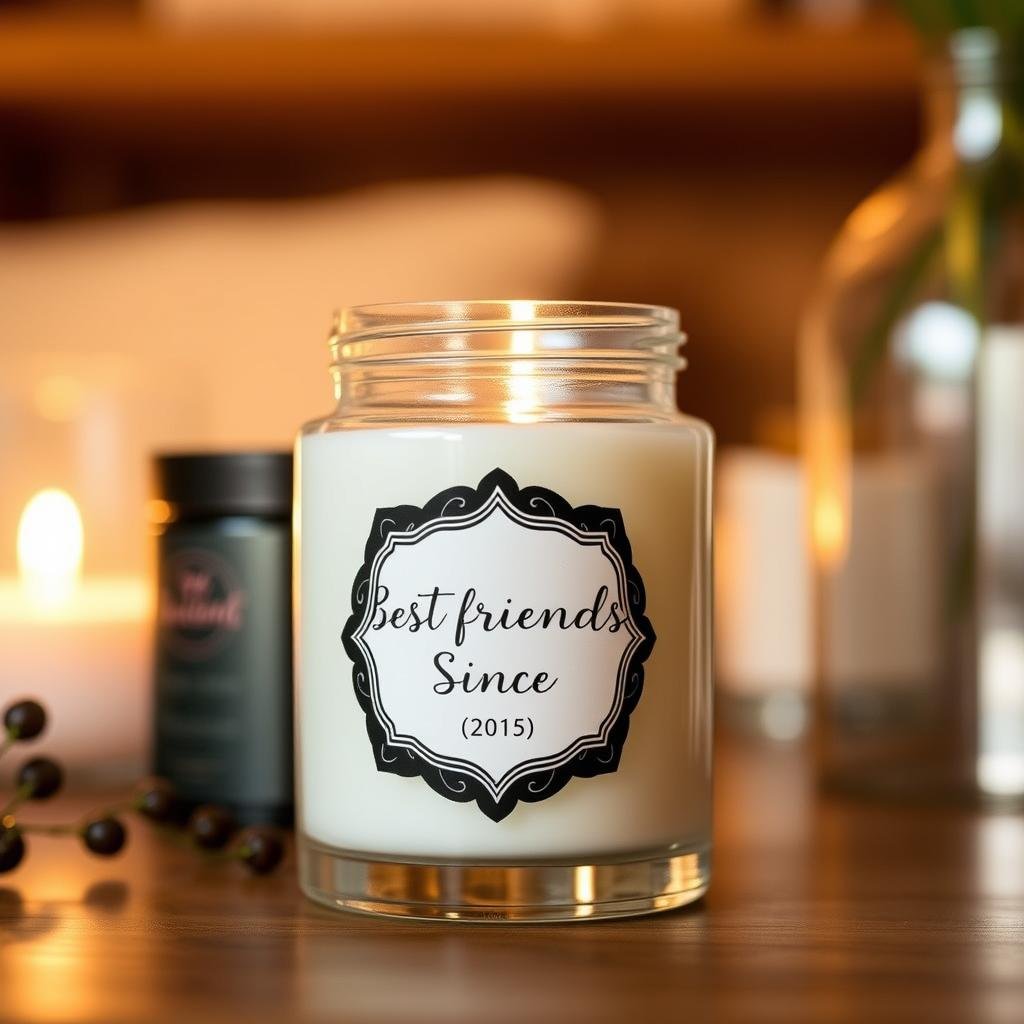 Personalized friendship candle with custom message for best friend's birthday