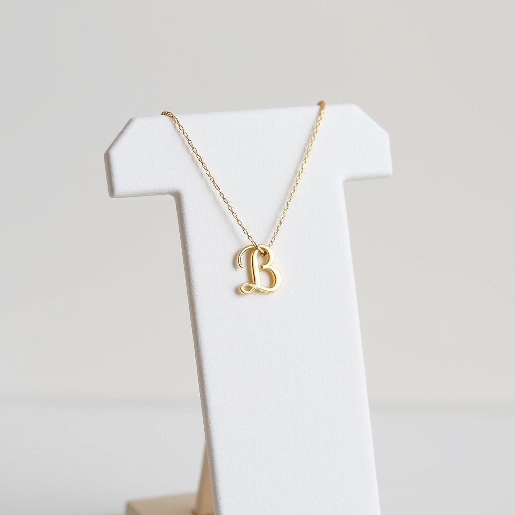 Personalized initial necklace on display