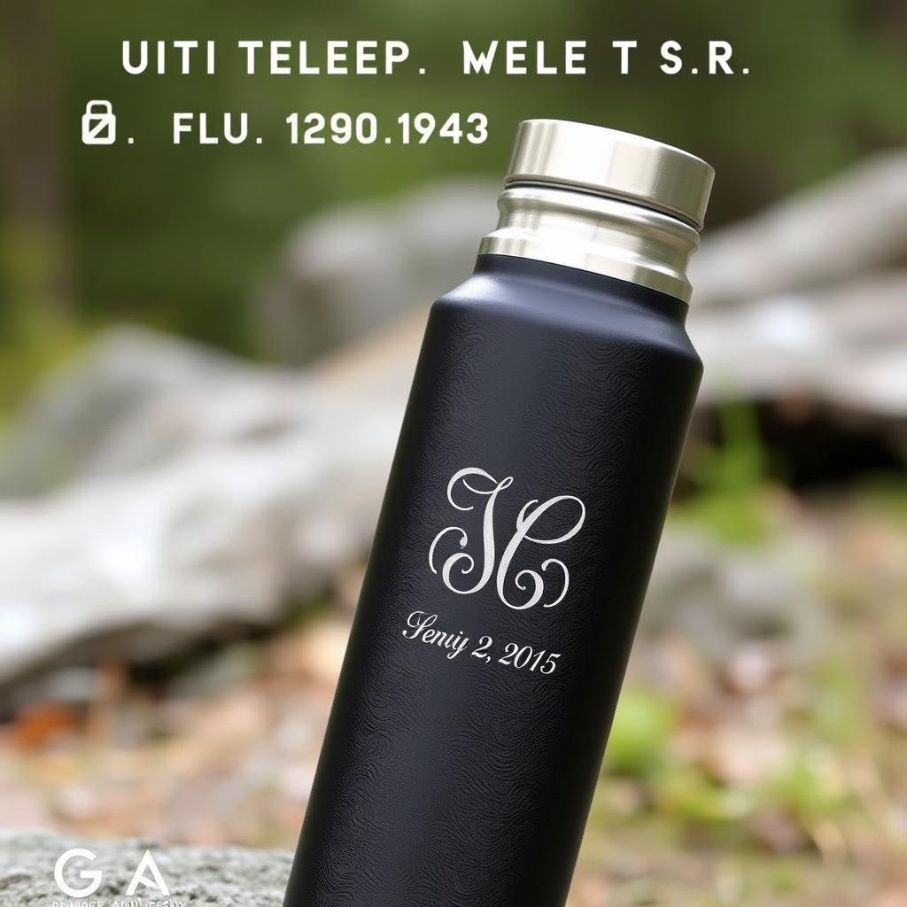Personalized insulated water bottle or thermos with engraving as an anniversary gift