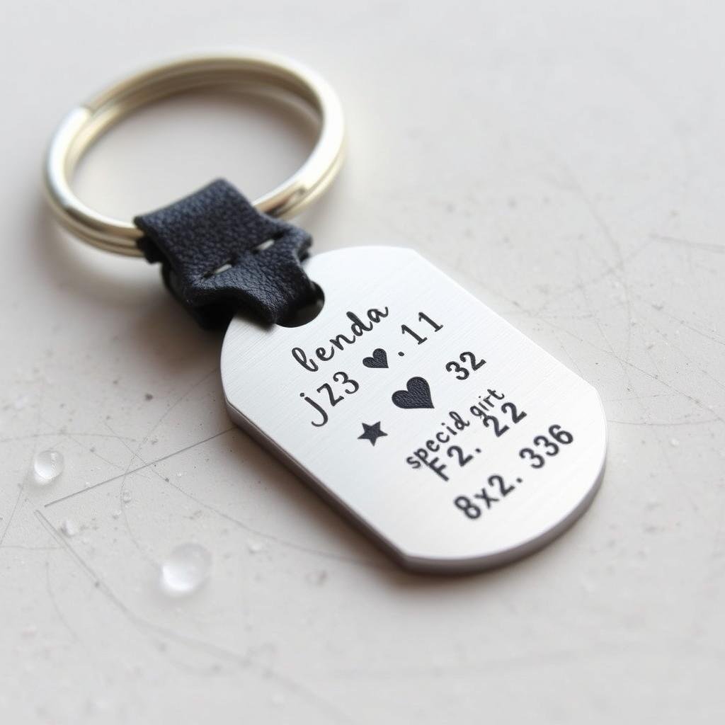 Personalized keychain with coordinates or message as boyfriend anniversary gift