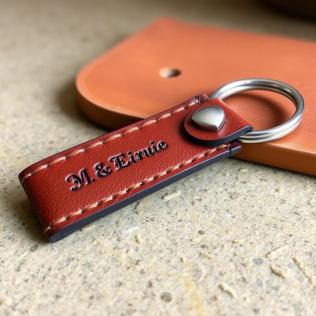 Personalized leather keychain as a birthday gift for boyfriend
