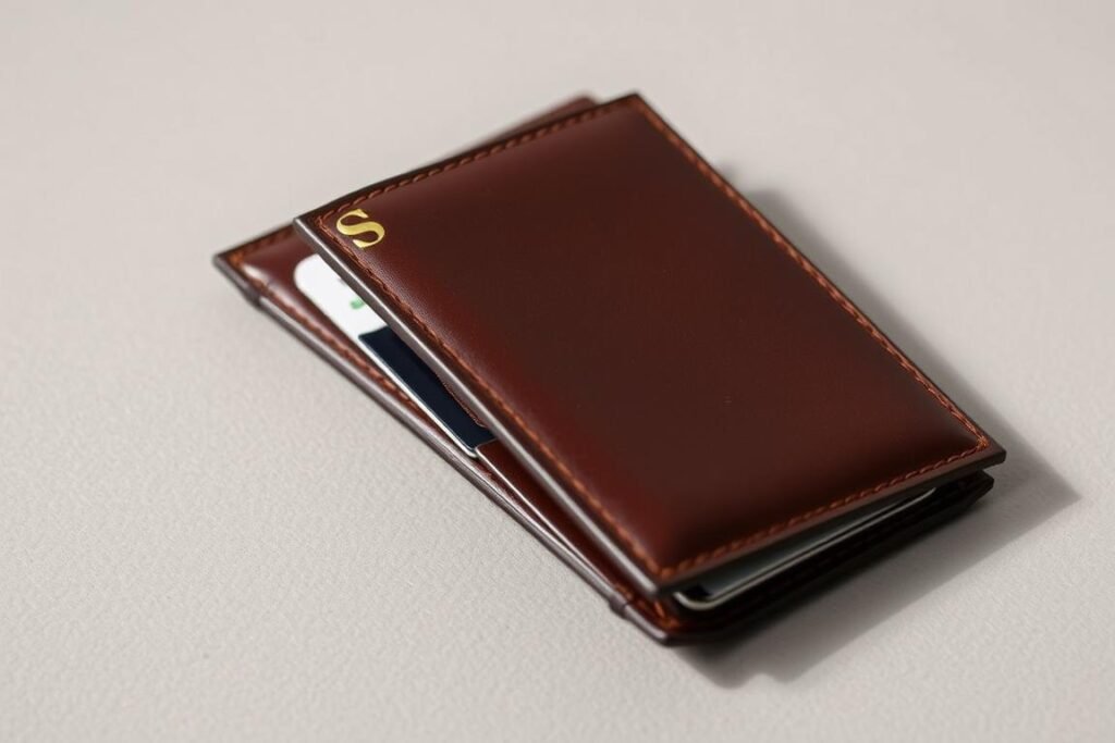 Personalized leather wallet with monogram