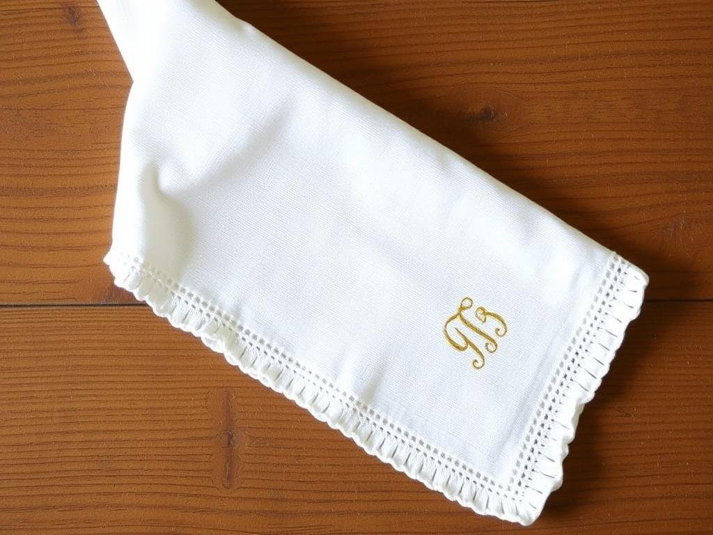 Personalized linen handkerchief for 4 year anniversary