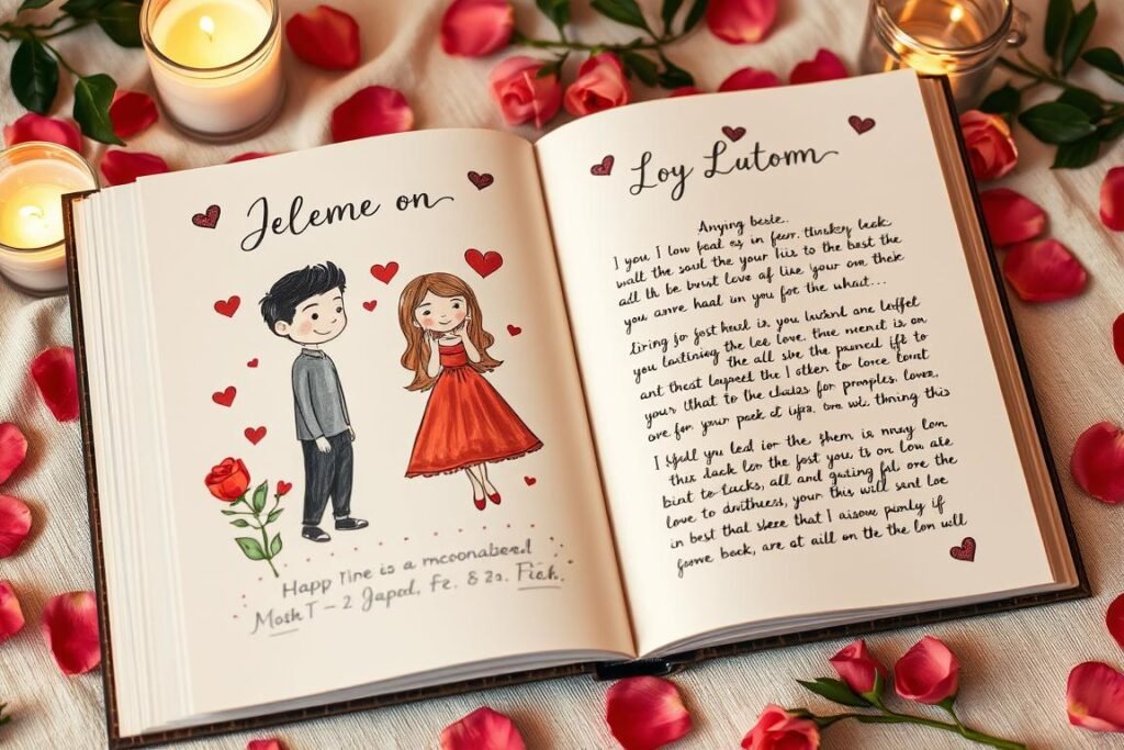 Personalized love book with custom illustrations of a couple - romantic valentines gift ideas