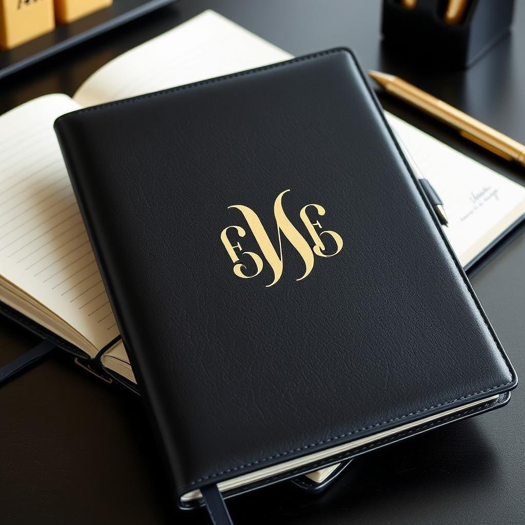 Personalized notebook with monogrammed initials