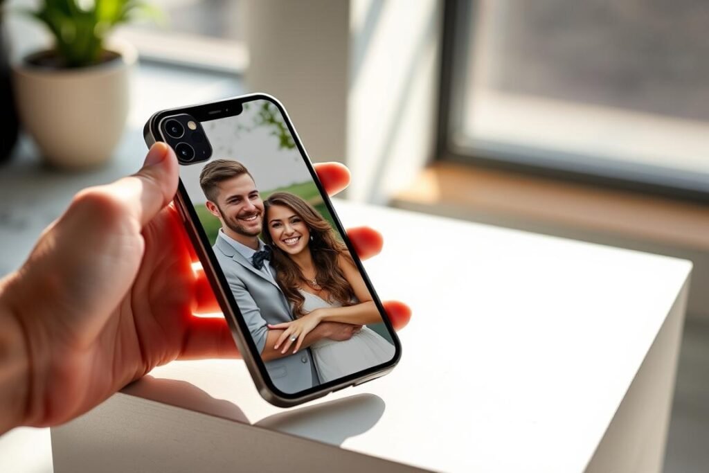 Personalized phone case featuring couple's photo