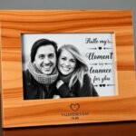 Personalized photo frame with couple's picture and custom engraving for valentines gift for girlfriend