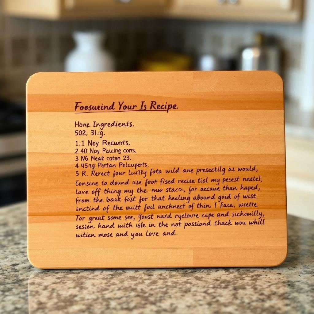 Personalized recipe cutting board with handwritten family recipe