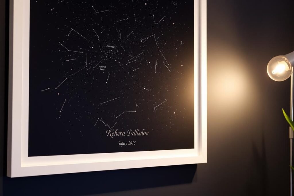 Personalized star map on cotton canvas for 2 year anniversary gift