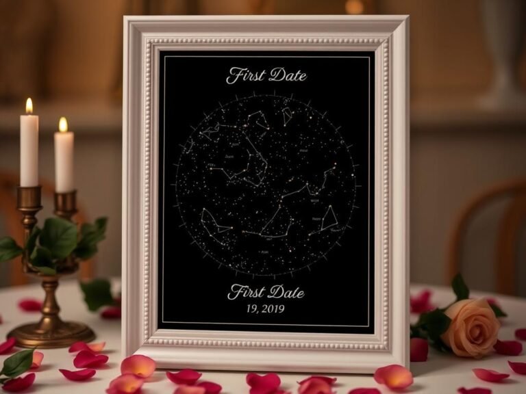 Personalized star map showing constellations from a special date - romantic valentines gift ideas
