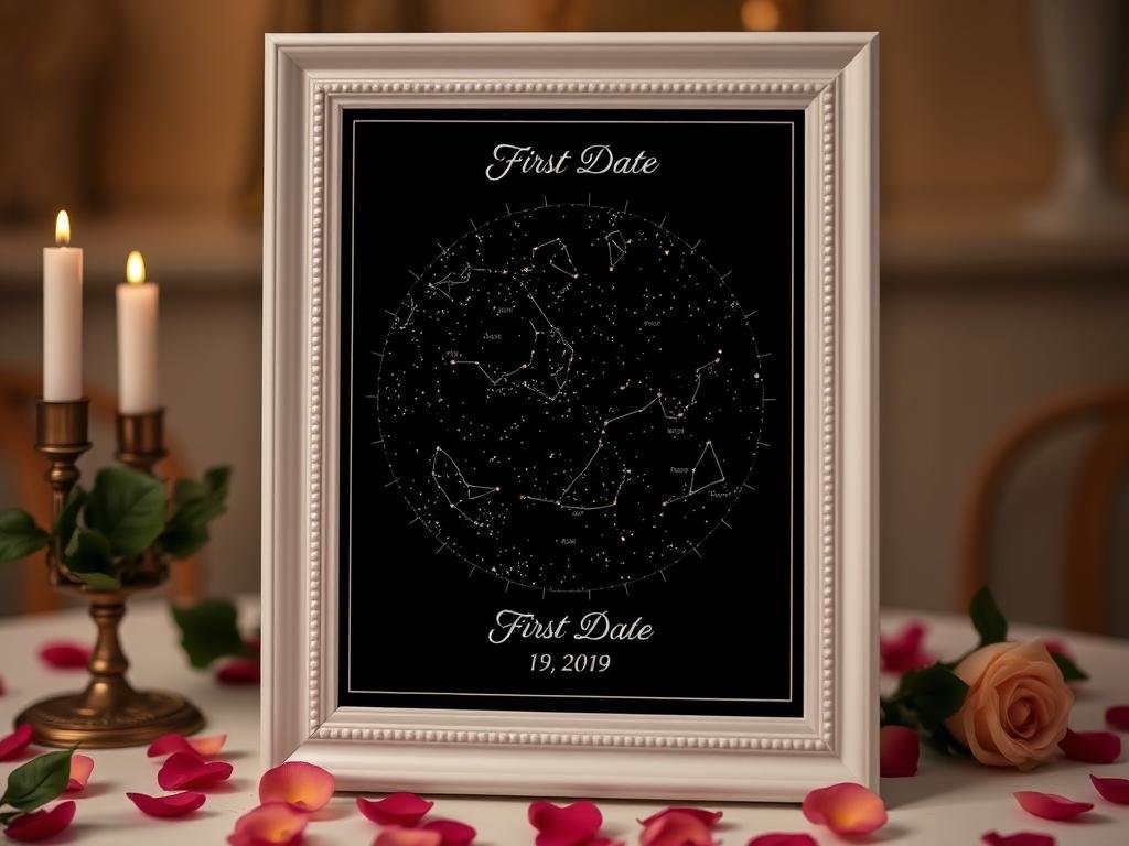 Personalized star map showing constellations from a special date - romantic valentines gift ideas