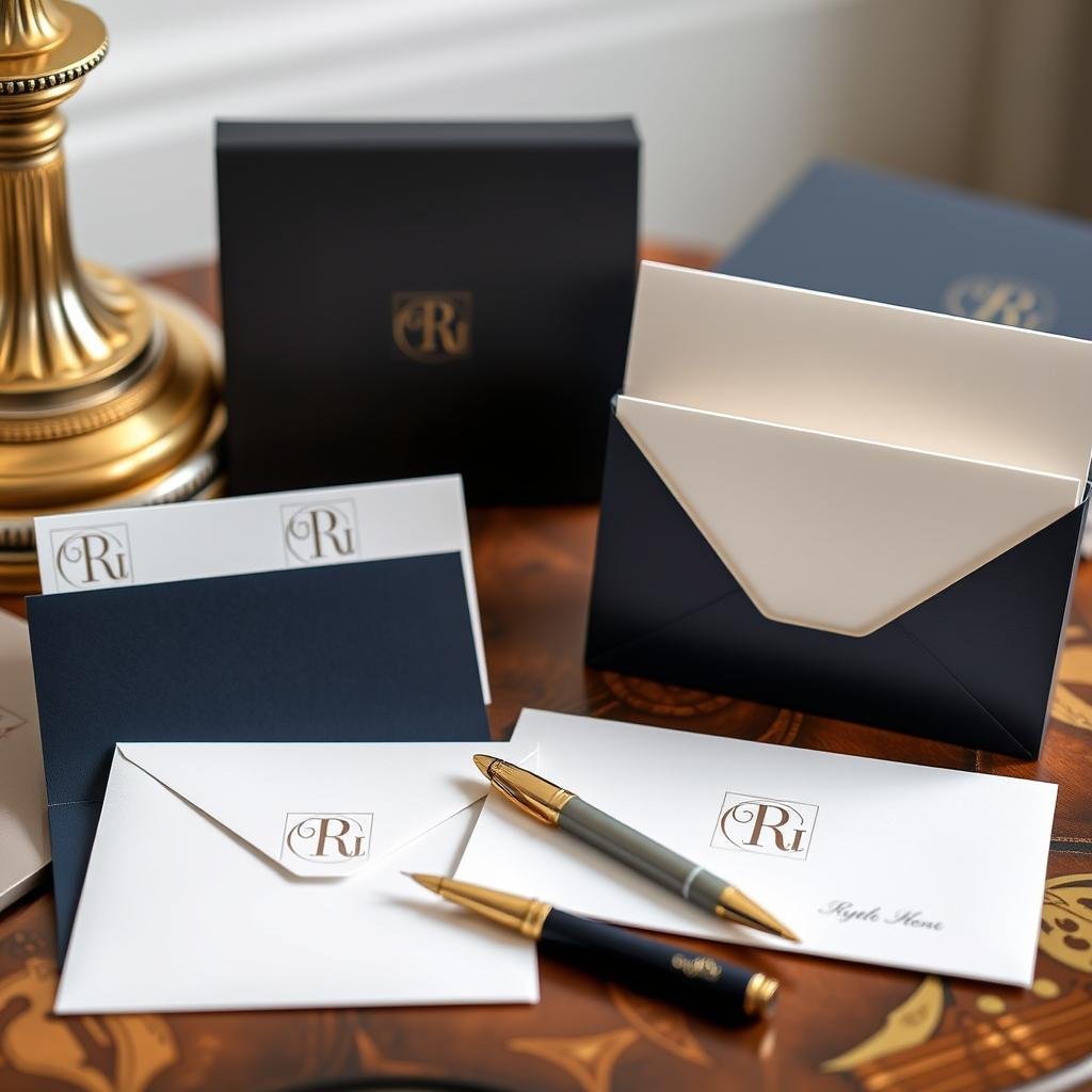 Personalized stationery set with monogram and custom design, elegant gift idea for women