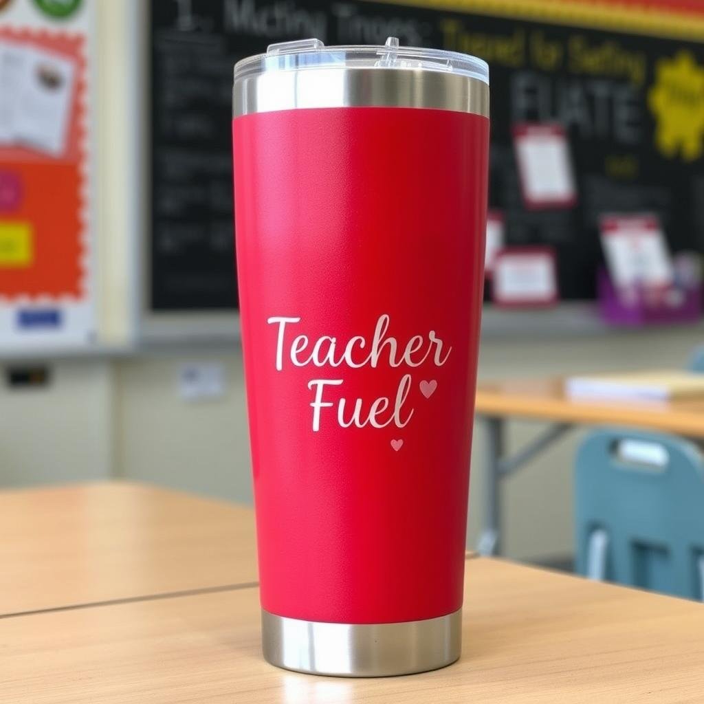 Personalized teacher tumbler with Valentine's theme
