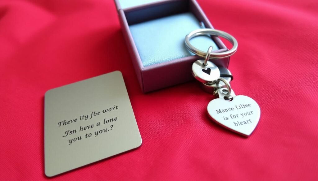 Personalized wallet card and keychain for budget Valentine's Day gifts