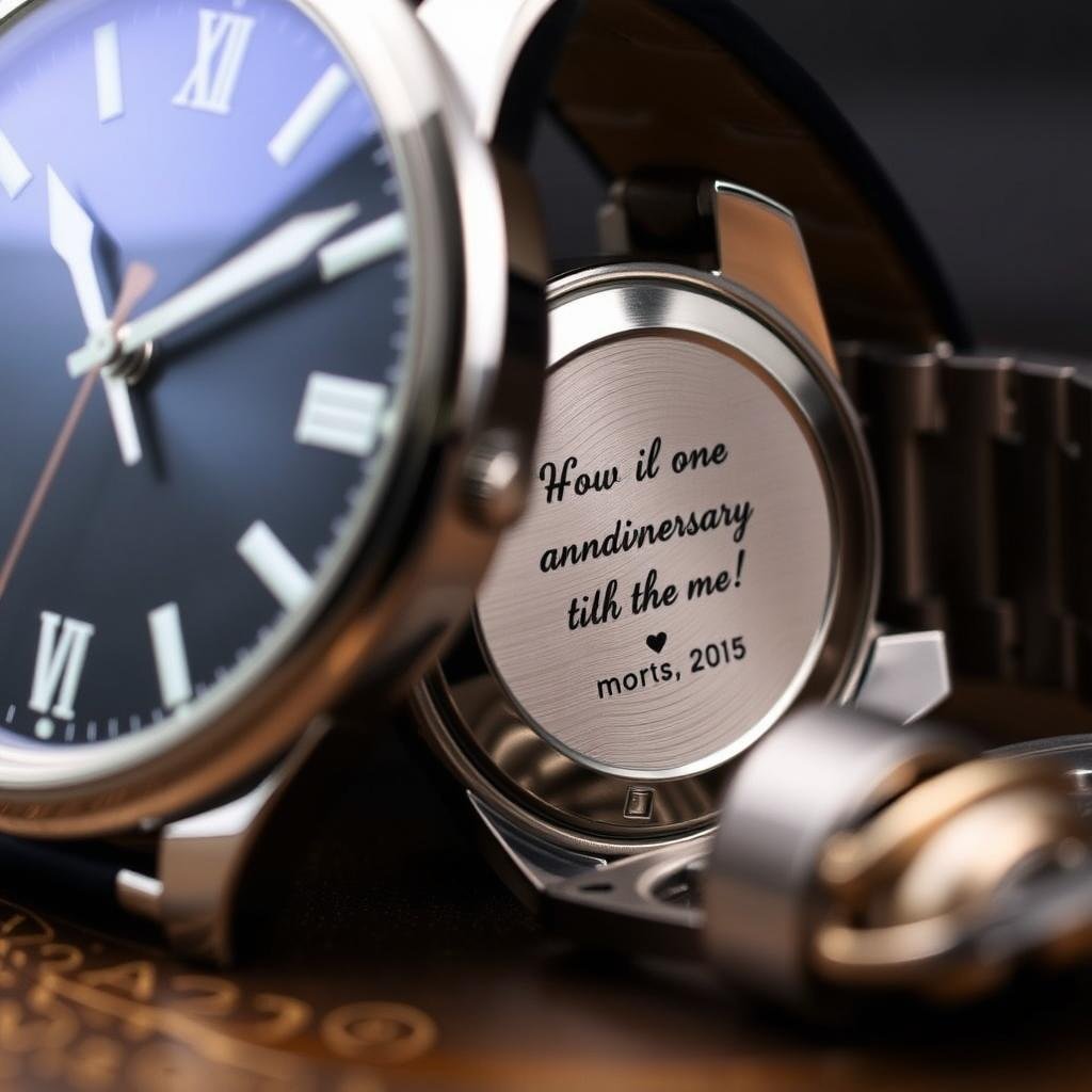 Personalized watch with engraved message on the back as an anniversary gift