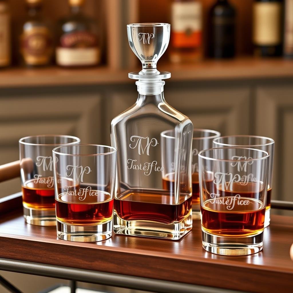 Personalized whiskey decanter set for anniversary gifts for her