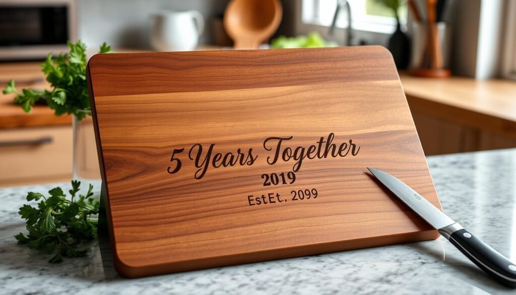 Personalized wooden cutting board for 5 year anniversary gift ideas for him