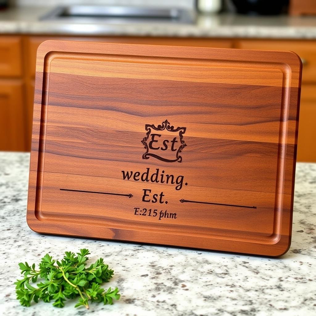 Personalized wooden cutting board with names and date for anniversary gift ideas