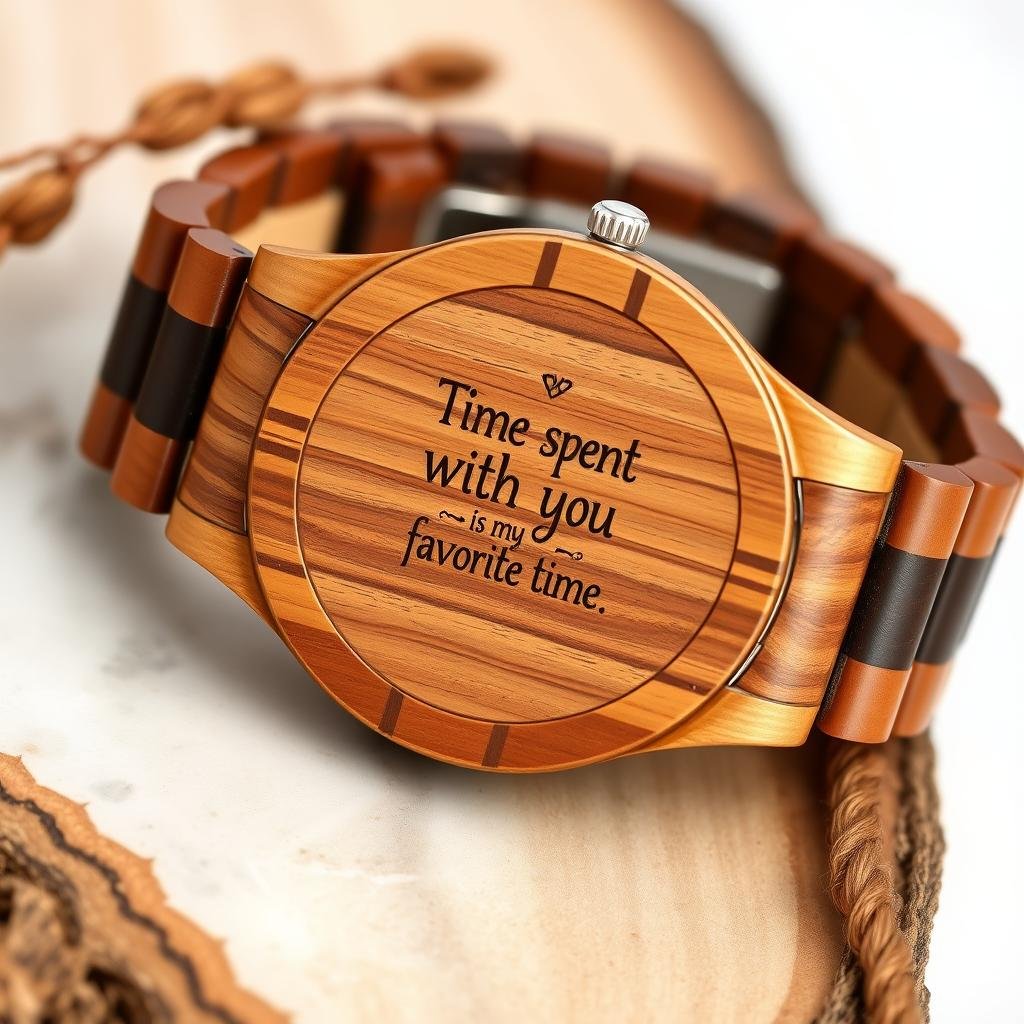 Personalized wooden watch with engraving for anniversary gifts for her