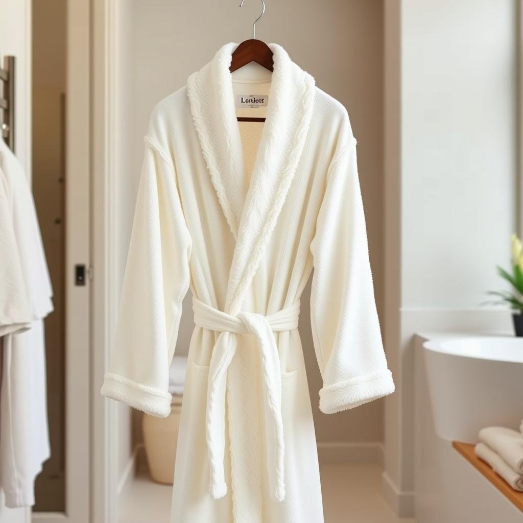 Plush bathrobe in soft material for comfort and relaxation