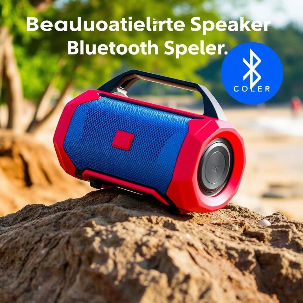Portable bluetooth speaker in vibrant color for music on the go