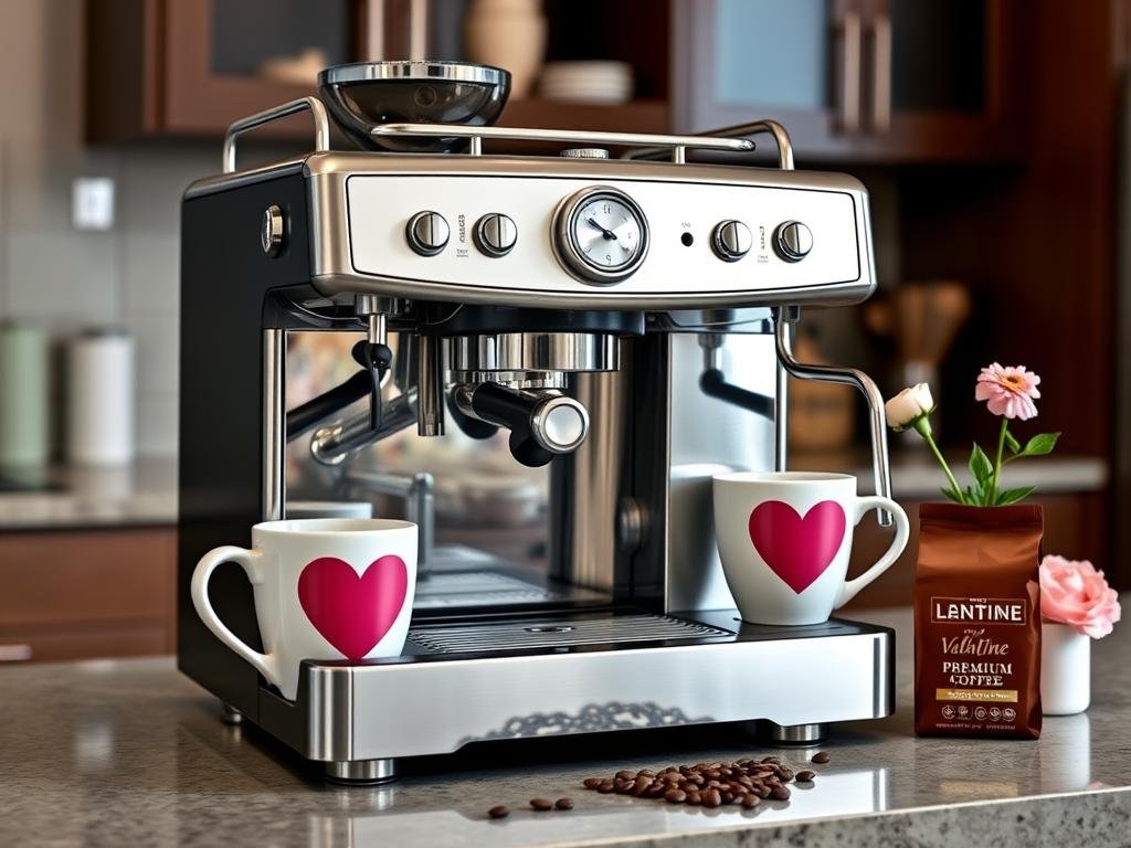 Premium coffee maker with Valentine's Day setup