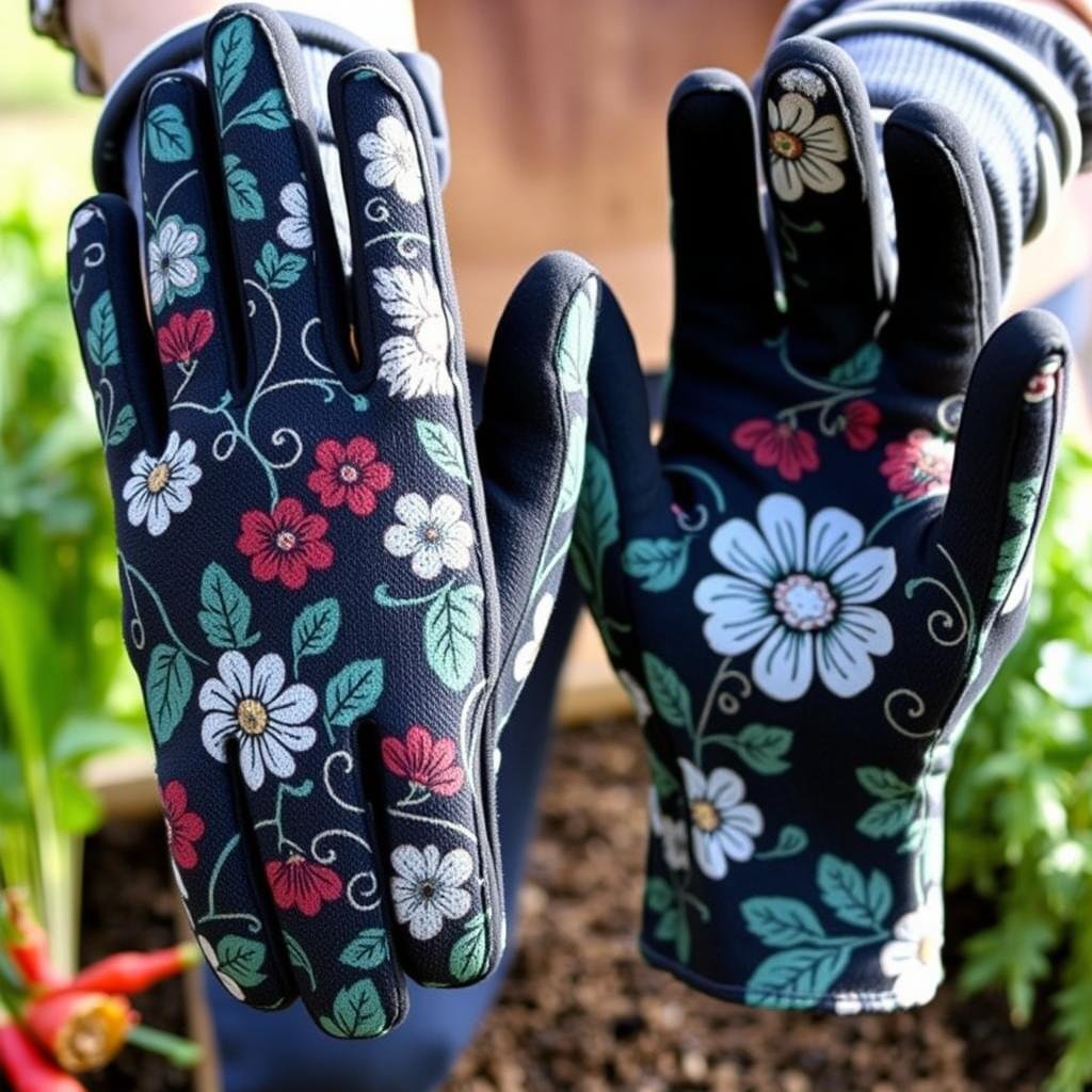 Premium gardening gloves with floral pattern