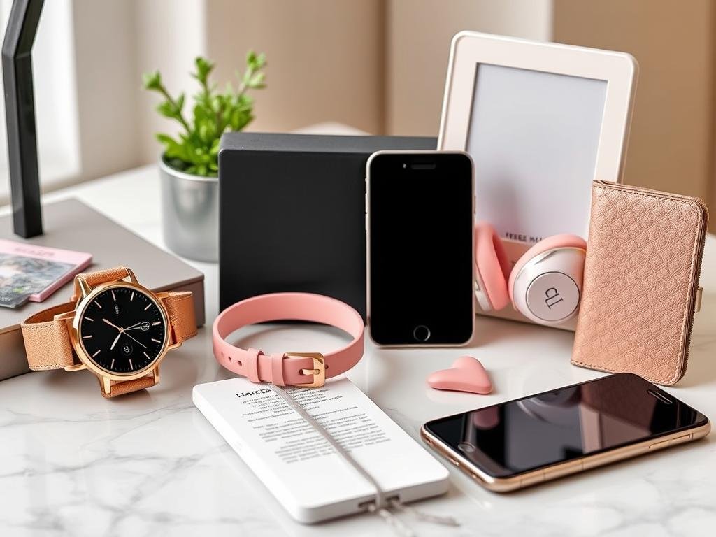 Premium tech gifts for her anniversary including smartwatch and headphones