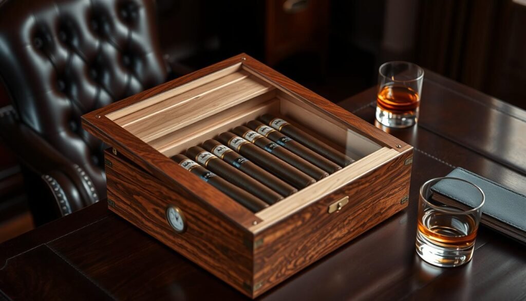 Premium wooden humidor for cigars for 5 year anniversary gift ideas for him