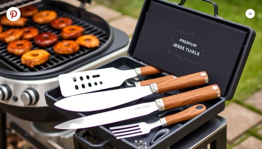Professional grilling tools set with personalized case
