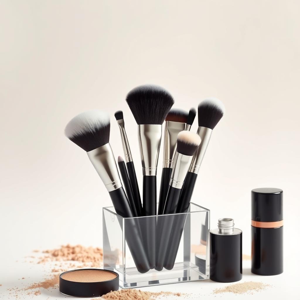 Professional makeup brush set in elegant holder, quality gift idea for women