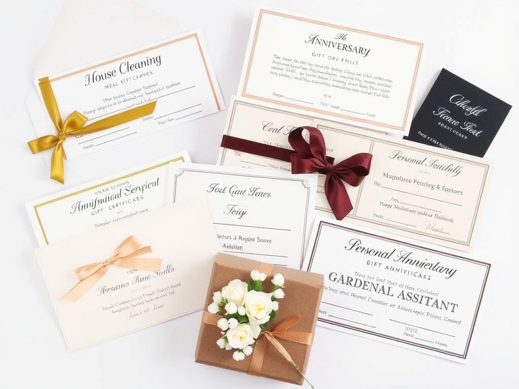 Professional services gift certificates as practical anniversary presents
