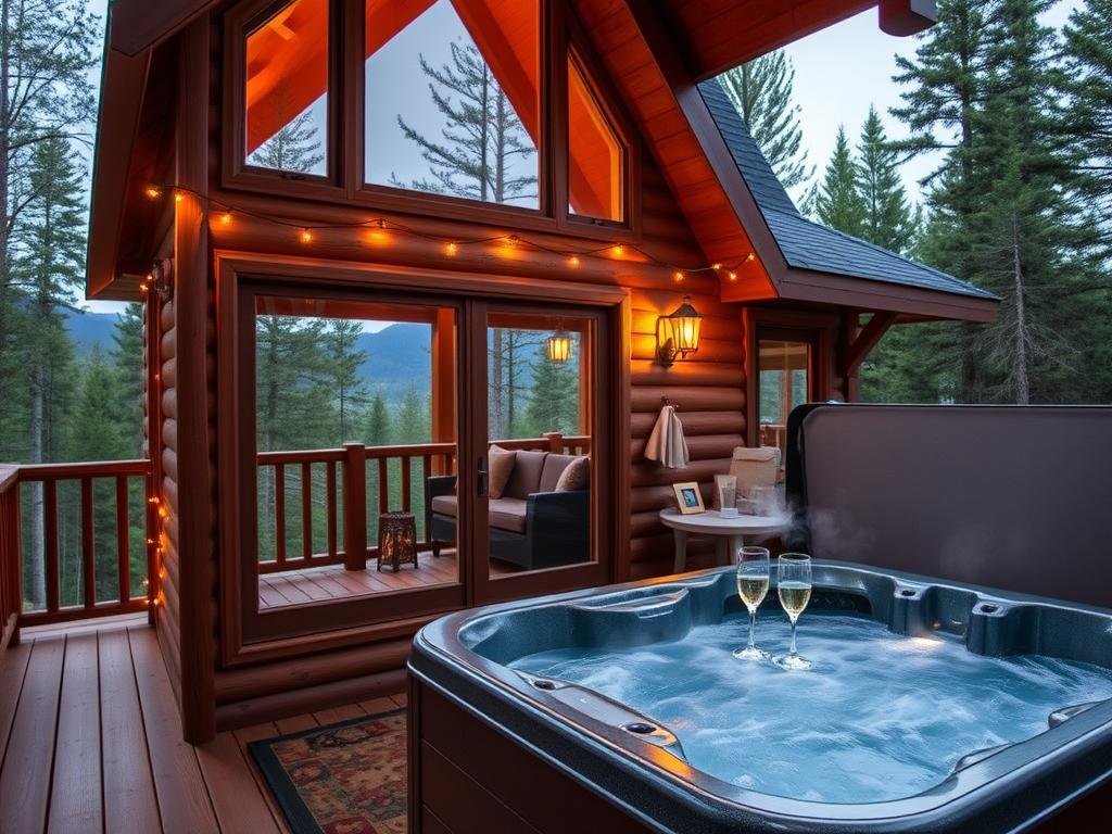 Romantic cabin getaway for anniversary celebration