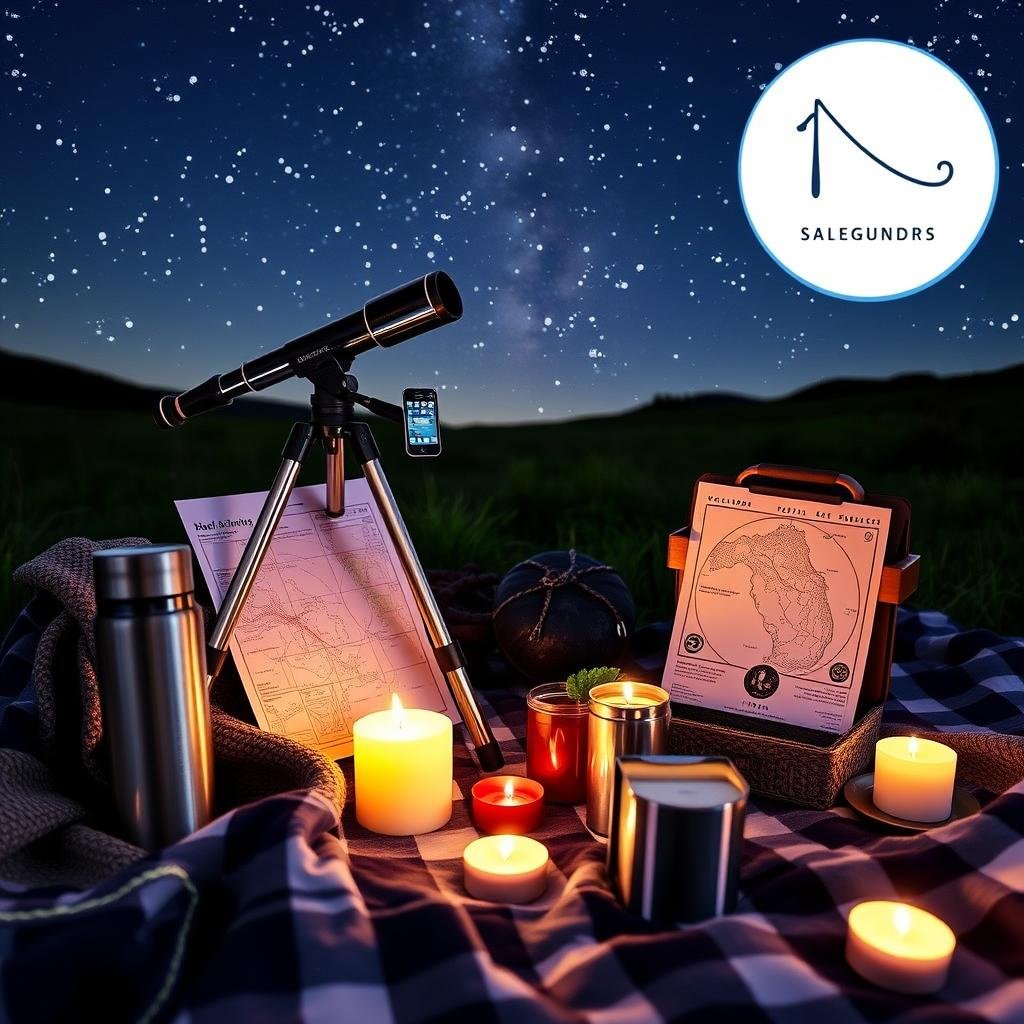 Romantic stargazing kit with blanket and telescope as a 1 year anniversary gift