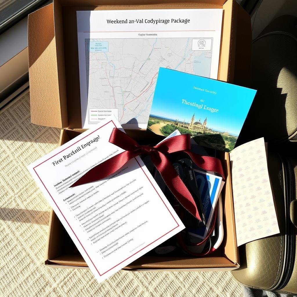 Romantic weekend getaway package presented as a 1 year anniversary gift