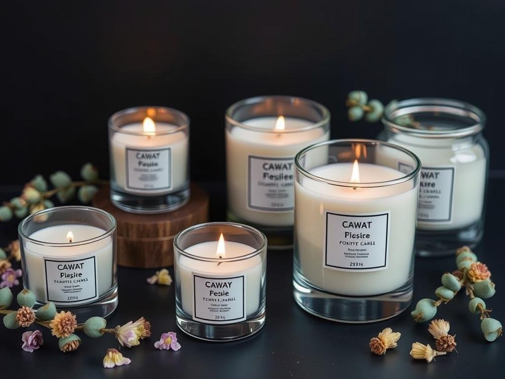 Scented candle collection in elegant jars, atmospheric gift idea for women