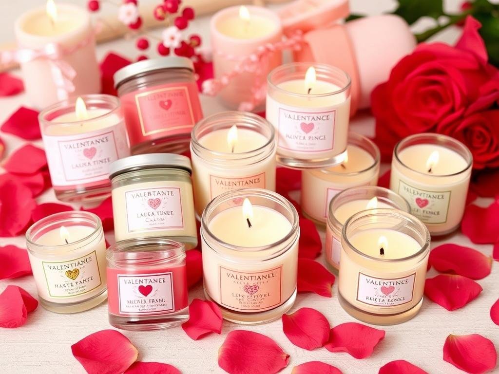 Scented candles with Valentine's theme