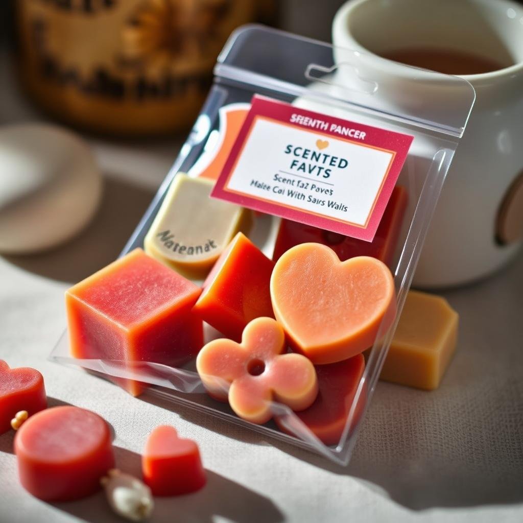 Scented wax melts in gift packaging
