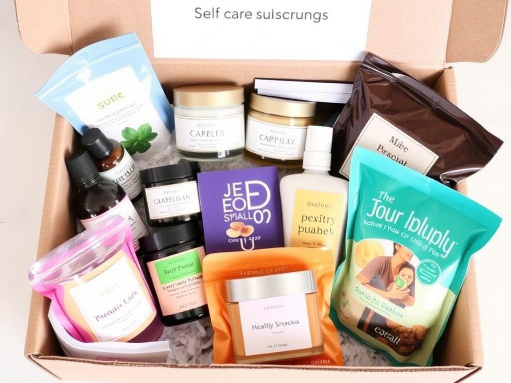 Self-care subscription box with various wellness products