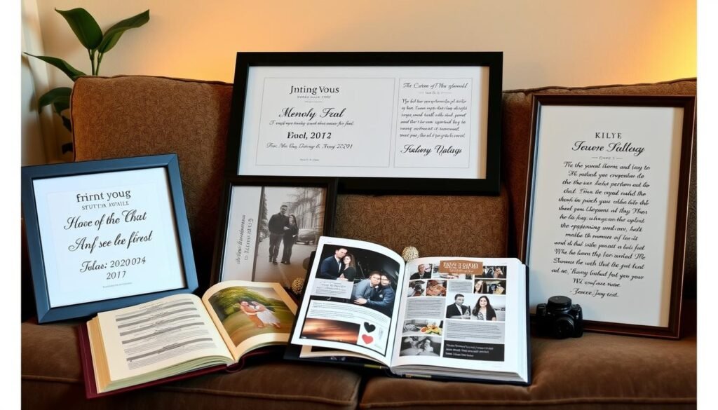 Sentimental anniversary gifts displaying couple's journey