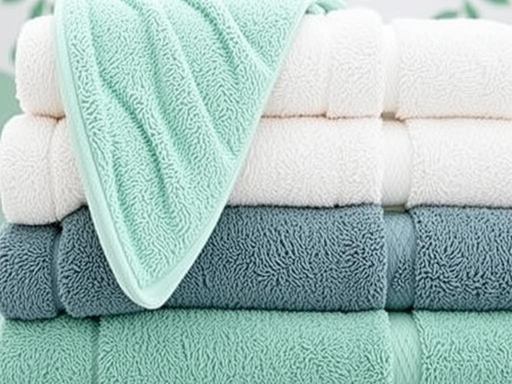 Set of plush bath towels in coordinating colors for housewarming gift ideas