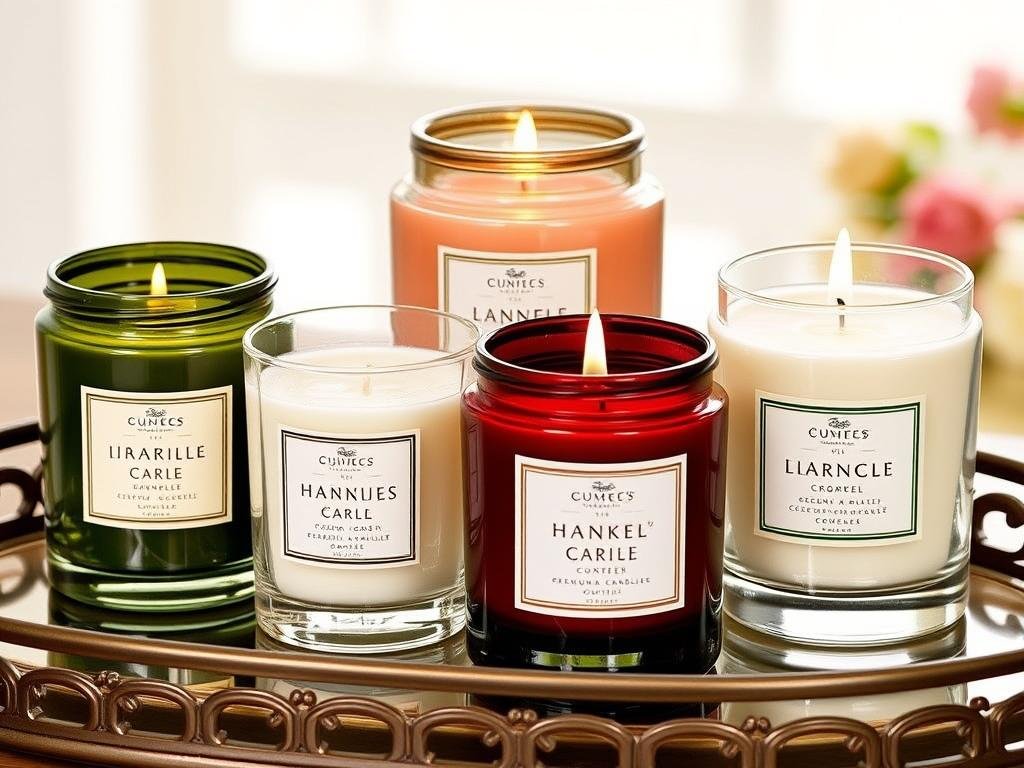 Set of premium scented candles in decorative jars for housewarming gift ideas