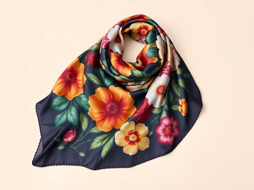 Silk scarf with vibrant pattern, versatile gift idea for women