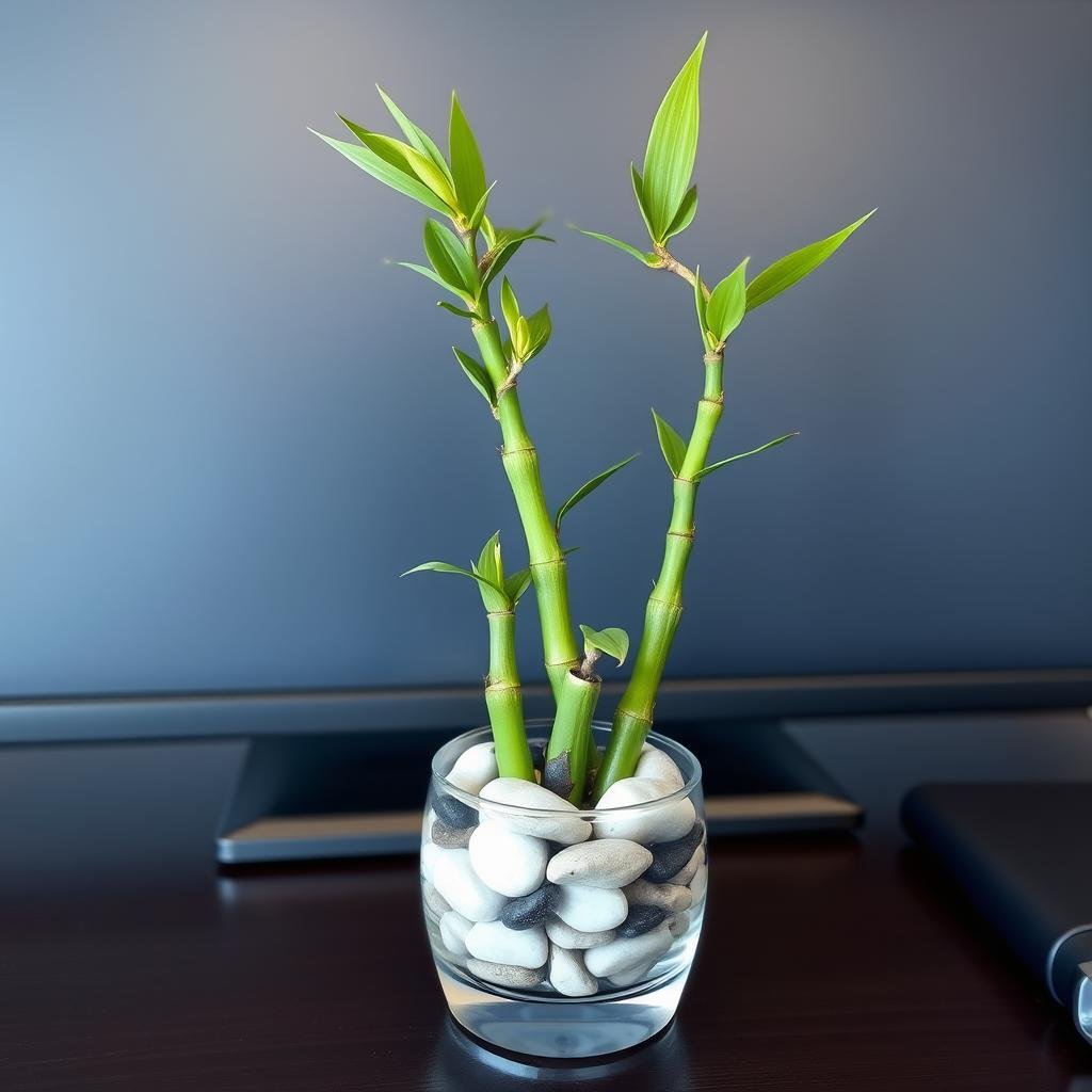 Small bamboo plant in decorative pot
