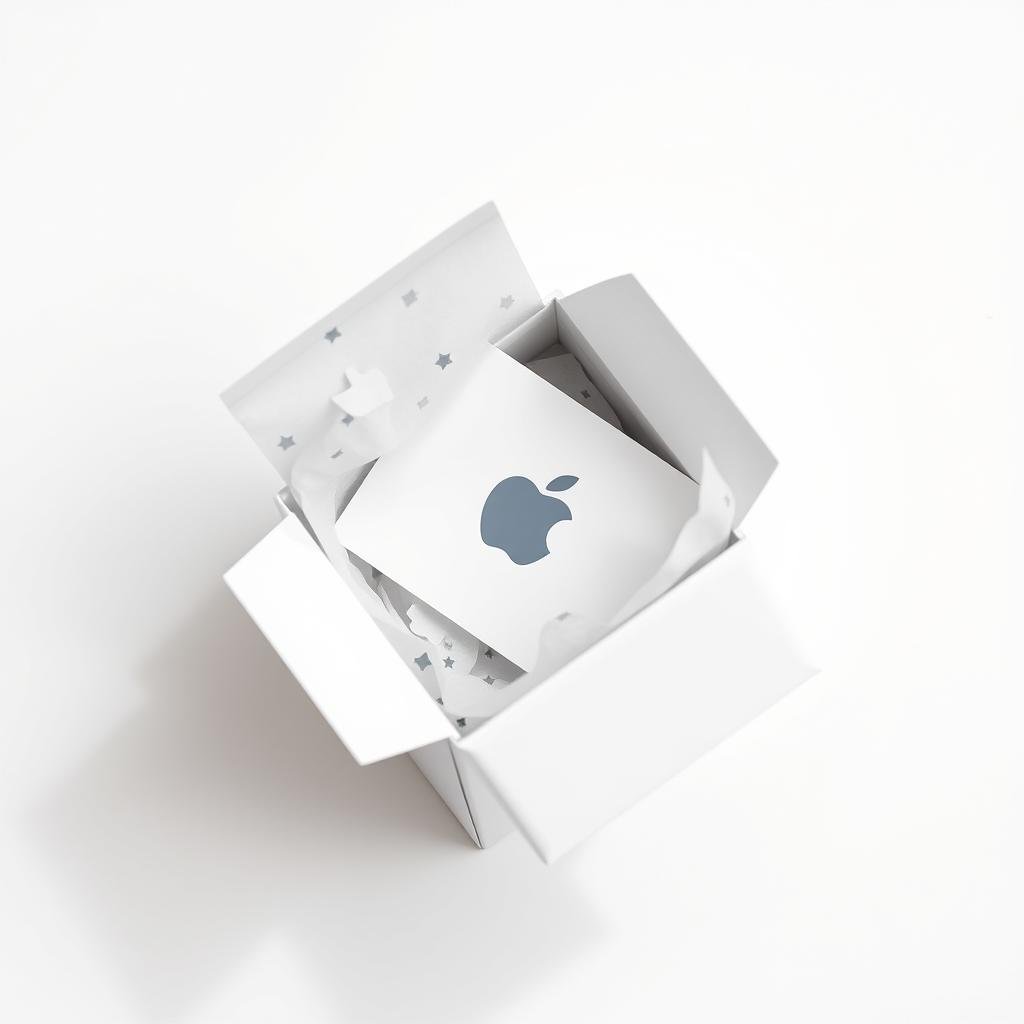 Small gift box with Apple gift card and tech-themed confetti