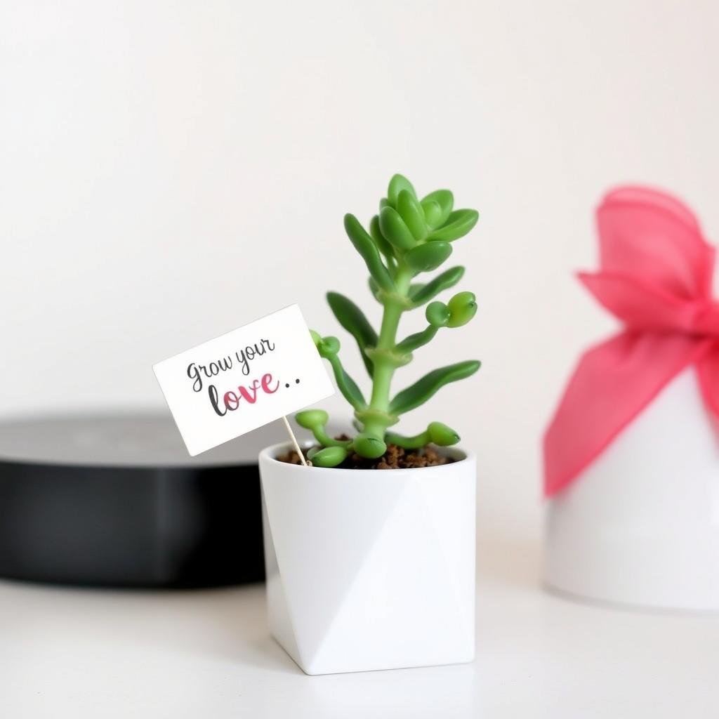 Small plant or succulent in decorative pot as boyfriend anniversary gift