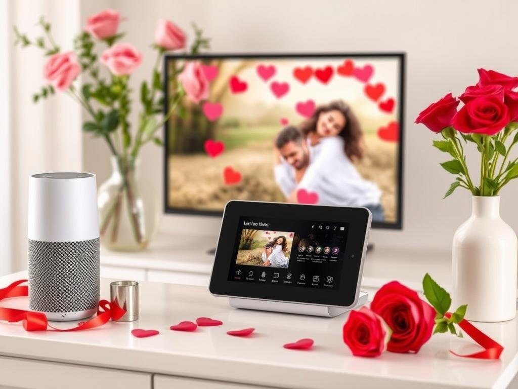 Smart home device with Valentine's setup