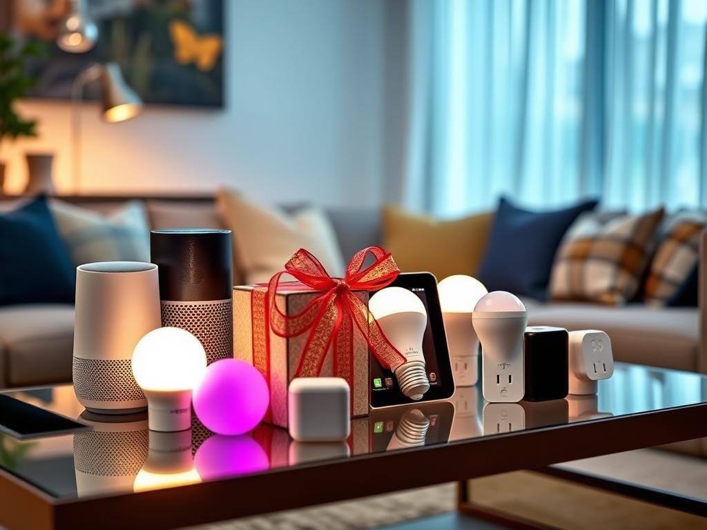Smart home devices arranged as anniversary gift
